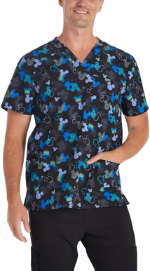 Picture of Cherokee Uniforms Mens Doodle Ears V-Neck Printed Scrub Top (TF740 MKDD)