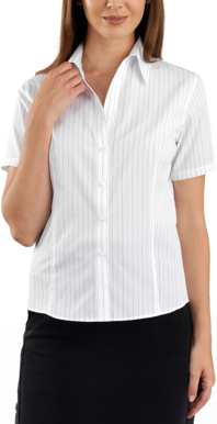Picture of John Kevin Womens Fine Stripe Short Sleeve Shirt (107 White)