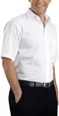Picture of John Kevin Mens Fine Stripe Short Sleeve Shirt (207 White)
