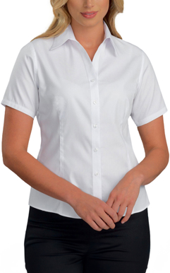 Picture of John Kevin Womens Pinpoint Oxford Short Sleeve Shirt (302 White)