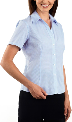 Picture of John Kevin Womens Mini Check Short Sleeve Shirt (325 Blue)