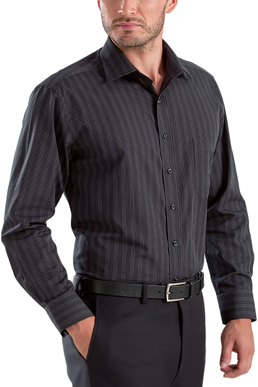 Picture of John Kevin Mens Dark Stripe Long Sleeve Shirt (452 Black)