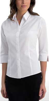 Picture of John Kevin Womens Poplin Slim Fit 3/4 Sleeve Shirt (700 White)
