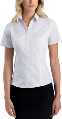 Picture of John Kevin Womens Mini Check Slim Fit Short Sleeve Shirt (725 Grey)