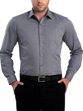 Picture of John Kevin Mens Pinstripe Slim Fit Long Sleeve Shirt (862 Gunmetal)