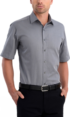 Picture of John Kevin Mens Pinstripe Slim Fit Short Sleeve Shirt (863 Gunmetal)