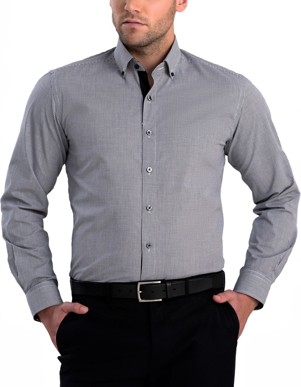 Picture of John Kevin Mens Small Check Slim Fit Long Sleeve Shirt (872 Black)