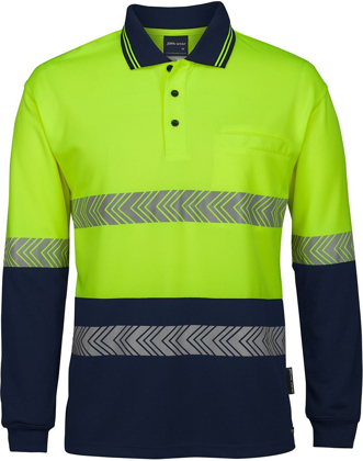 Picture of JB's Wear Hi Vis Long Sleeve Segmented Tape Polo (6HLST)