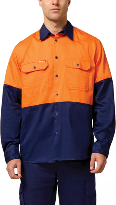 Picture of Hard Yakka Core Hi Vis Long Sleeve Heavy weight Cotton Drill Shirt (Y04605)