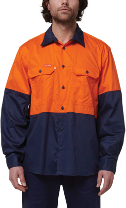 Picture of Hard Yakka Core Hi Vis Long Sleeve 2 Tone Vented Cotton Shirt (Y07950)