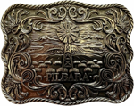 Picture of Ritemate Workwear Pilbara Western Rodeo Buckle Tooled Leather Belt (RMPW003)