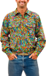 Picture of Trademutt Mens Bonza Long Sleeve Full Print Half Button Workshirt (TM-21500)