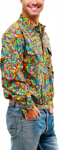 Picture of Trademutt Mens Bonza Long Sleeve Full Print Half Button Workshirt (TM-21500)