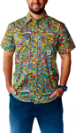 Picture of Trademutt Mens Bonza Short Sleeve Full Button Full Print Workshirt (TM-21501)