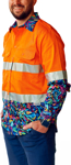 Picture of Trademutt Mens Pearler Orange Day/Night Hi Vis Full Button Long Sleeve Workshirt (TM-21542)