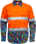 Picture of Trademutt Mens Pearler Orange Day/Night Hi Vis Full Button Long Sleeve Workshirt (TM-21542)