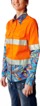 Picture of Trademutt Womens Snazzy Orange Day/Night Hi Vis Full Button Long Sleeve Workshirt (TM-21529)