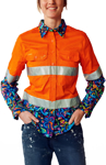 Picture of Trademutt Womens Pearler Orange Day/Night Hi Vis Full Button Long Sleeve Workshirt (TM-21549)