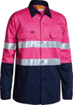 Picture of Bisley Workwear Mens Taped Hi Vis Cool Lightweight Shirt - Pink (BS6896-PINK)
