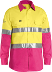 Picture of Bisley Workwear Mens Taped Hi Vis Cool Lightweight Shirt - Pink (BS6696T-PINK)