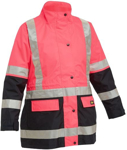 Picture of Bisley Workwear Womens Taped Hi Vis 5 in 1 Rain Jacket - Pink (BKL6975-Pink)
