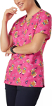 Picture of NNT Uniforms Womens Xmas Gingerbread Surfer Print Scrub Top - Hot Pink (CATUXV-HPK)