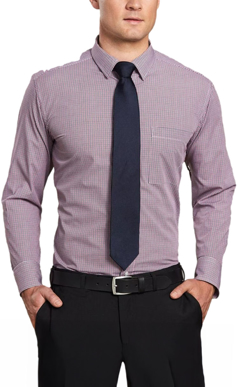 Picture of Winning Spirit Mens Two Tone Mini Gingham Long Sleeve Shirt (M7340L)
